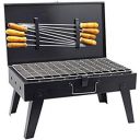 H Hy-tec (Device) Briefcase and Picnic Metal Barbeque with 8 Skewers, 1 Iron Grill and 1Packet of Charcoal...