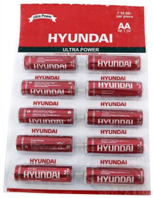 HYUNDAI Carbon ZINC RED HIGH Power R6 AA Battery (Pack of 10 Strip)
