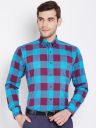 Hancock Men Blue & Burgundy Slim Fit Checked Formal Shirt...