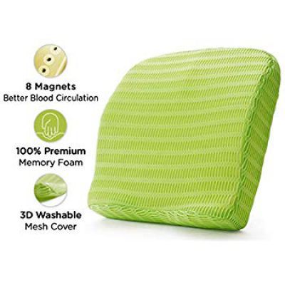 HealthSense Soft-Spot BC 21 Memory Foam Back Cushion and Orthopedic Backrest Pillow with Lumbar Support (Grass Green)