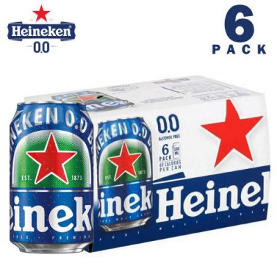 Heineken 0.0 % Non Alcoholic Lager Beer - Can, 6 x 330ml