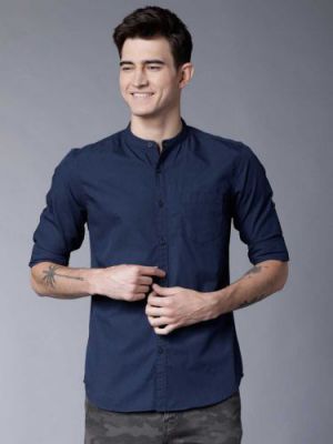 Highlander Men Solid Casual Mandarin Shirt