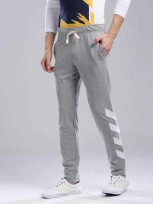 Hubberholme Grey Melange Striped Detail Slim Fit Joggers