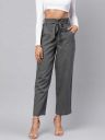 Idalia Regular Fit Women Grey Pure Cotton Trousers...