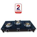 Inalsa Dazzle Glass Top, 3 Burner Gas Stove with Rust Proof Powder Coated Body, Black...