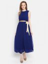 Ishin Women Navy Blue Solid Empire Dress...