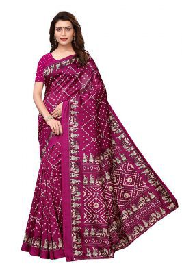 J B Fashion Women's Bhagalpuri Multi Color Saree With Blouse Piece