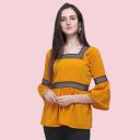 J B Fashion Women's Regular fit Top Yellow & Grey...