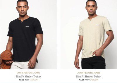 JOHN PLAYERS Mens T-shirt Upto 80% Off