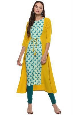 Janasya Women's Crepe A-line Kurta