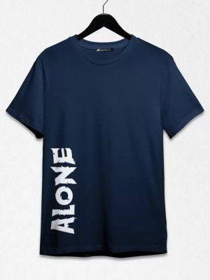 Jump Cuts Men Printed Round Neck Dark Blue T-Shirt