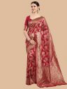 KALINI Maroon & Gold Silk Blend Banarasi Saree...