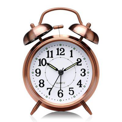KBR Vintage Twin Bell Copper Table Alarm Clock