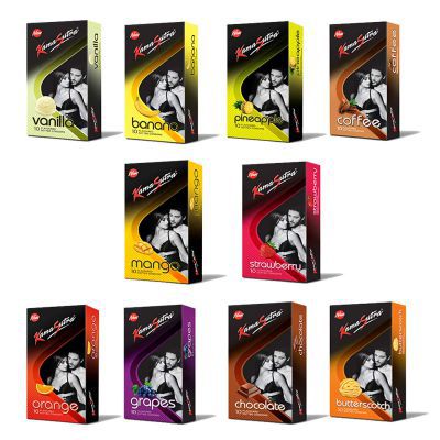 Kama Sutra Combo Of Total 10 Flavours Dotted Condoms (PACK OF 10,s/100 Nos)