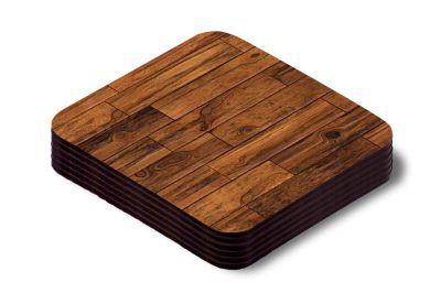 Khirki Designer Coasters for Dining Table (Set of 6, Wood) (A)