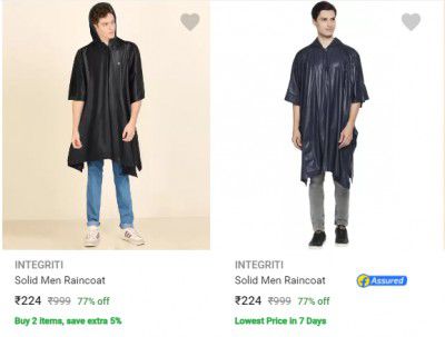 Killer, Wildcraft & Integriti Raincoats Starting @ ₹310