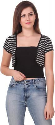 LE BOURGEOIS Women's Stripe frunt Open Short Shrug