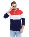LEWEL Men's Full Sleeve Red, White, Navy Hooded T-Shirt (100% Cotton, Bio-Washed)...