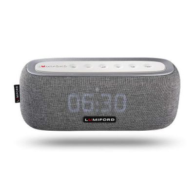 LUMIFORD 3-in-1 Digi Clock Wireless Stereo Bluetooth Speaker with built-in Alexa Voice Control, FM Radio, Dual Alarm Clock (Dark Grey)