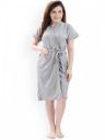 LacyLook Women Grey Solid Bath Robe With Belt...