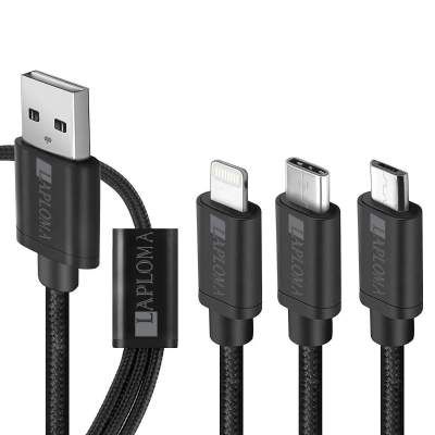 Laploma 3 in 1 USB Cable for iPhone, Android and Type C Charging Fast Data Transmission