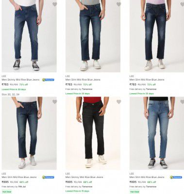 Flipkart : Lee Men's Jeans at Upto 80% Off | Flat Rs 649