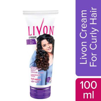 Livon Cream For Curly Hair,Fights frizz & dryness,Well-defined, super smooth curls, Moroccan Argan Oil, No Sulphates & No Paraben, 100 ml