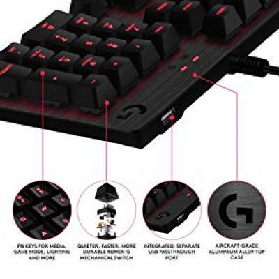 Logitech G413 Backlit Mechanical Gaming Keyboard with USB Pass-Through (Carbon)