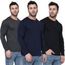 London Hills Solid Men Full Sleeve Round Neck T-Shirt (Pack of 3)...