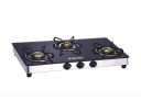 MILTON Sapphire Stainless Steel Black Toughened Glass Top Gas Stove - 3 Burner...