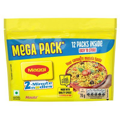 MAGGI 2-Minute Instant Noodles, Masala Noodles 70G ( Pack Of 12 ), 840 Gram