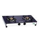 Milton Sapphire Stainless Steel Frame Black Toughened Glass Top Gas Stove - 2 Burner...