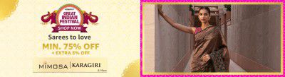 Mimosa, Karagiri Womens Saree at Minimum 75% Off + Extra 5% Off