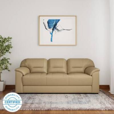 Muebles Casa Croma Leatherette 3 Seater Sofa (Finish Color - Beige)
