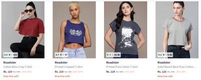 Myntra Womens Tshirts Start at Rs.119