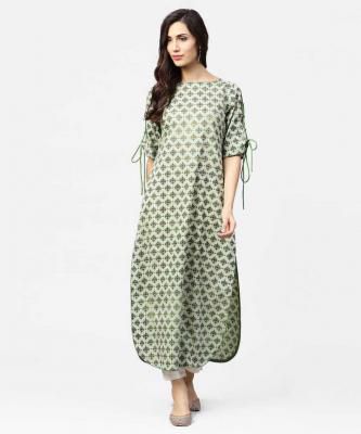 Nayo Women Printed Straight Cotton Blend Kurta