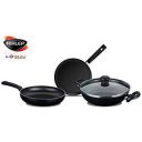 Nirlep by Bajaj Electricals Sakhi Induction-Base Non-Stick 3-Piece Cookware Set with Lid, Black...