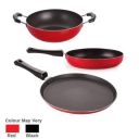Nirlon Non-Stick Aluminium Mini Cookware Set (Tawa, Fry Pan, Kadhai), Red...
