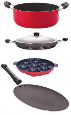 Nirlon Non-Stick Aluminium Pfoa Free Non-Toxic Durable Kitchenware 4 Pieces Set