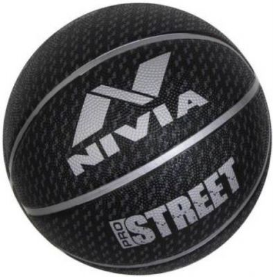 Nivia Pro Street Basketball - Size: 7 (Pack of 1, Silver, Black)