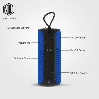 Nu Republic Booyah 2.0 16W RMS(8WX2) X-Bass Wireless Speaker (Blue)