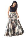Ocean Dream Womens Bangalore Silk Printed Semi-stitched Lehenga Choli...