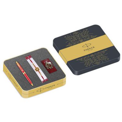 Parker Aster Rakhi combo with Roli Matte Red GT BP