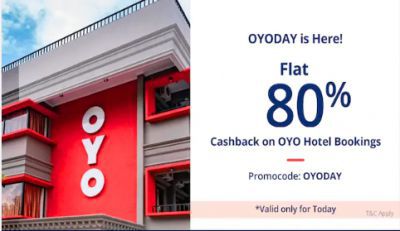 Paytm OYO Rooms: Flat 80% Cashback on Bookings