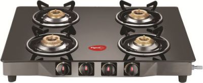Pigeon Brunet Stainless Steel, Glass Manual Gas Stove (4 Burners)