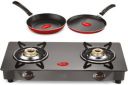 Pigeon Gas Stove Combo - Brunet 2 Burner Gas Cooktop + Flat tawa 250 + Fry Pan 240 Stainless Steel Manual Gas Stove...