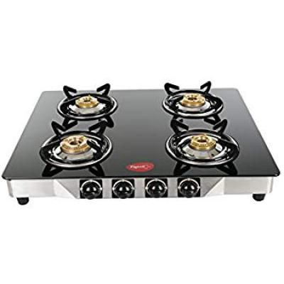 Pigeon by Stovekraft Blaze Blackline Glass 4 Burner Gas Cooktop (Black)