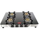 Pigeon by Stovekraft Blaze Blackline Glass 4 Burner Gas Cooktop (Black)...