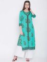 Prakhya Women Printed A-line Kurta (Blue)...