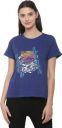 People Printed Women Round Neck Blue T-Shirt...